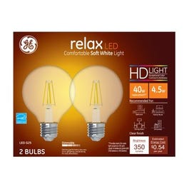 LED Light Bulbs, G25, Clear Soft White, 350 Lumens, 4.5-Watts, 2-Pk.