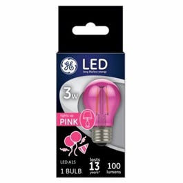 LED Party Light Bulb, A15, Pink, Soft White, 100 Lumens, 3-Watt
