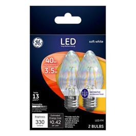 LED Chandelier Light Bulbs, Flame Shape, Clear Soft White, 330 Lumens, 3.5-Watts, 2-Pk.