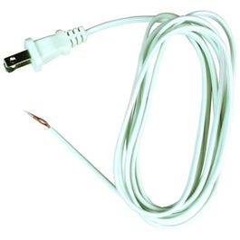 Lamp Cord With Polarized Plug, 18-2, White, 8-Ft.