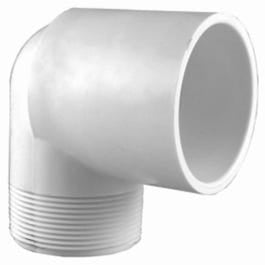 Pipe Fitting, PVC Street Elbow, 90-Degree, White, 2-In.