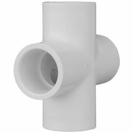 Pipe Fitting, PVC Cross, White, 1-1/4-In.