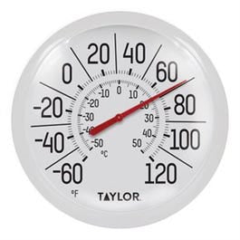 8-Inch Diameter White Outdoor Dial Thermometer