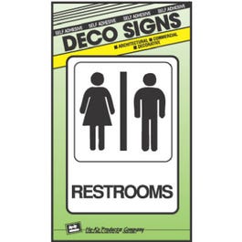 "Restrooms" Sign, Black Embossed Plastic, 5 x 7-In.
