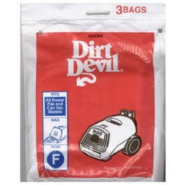 Dirt Devil Style "F" Canister Vacuum Cleaner Bags, 3-Pack