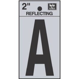 Address Letters, "A", Reflective Black/Silver Vinyl, Adhesive, 2-In.