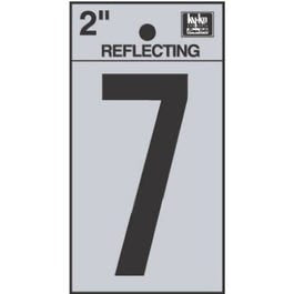 Address Numbers, "7", Reflective Black/Silver Vinyl, Adhesive, 2-In.