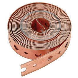 Pipe Hanger Strapping, .75-In. x 10-Ft. Roll Perforated Copper Coated