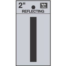 Address Letters, "I", Reflective Black/Silver Vinyl, Adhesive, 2-In.