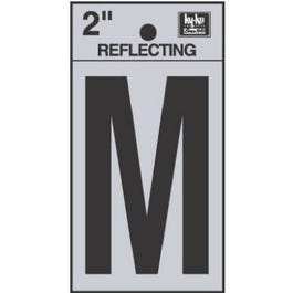 Address Letters, "M", Reflective Black/Silver Vinyl, Adhesive, 2-In.