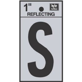 Address Letters, "S", Reflective Black/Silver Vinyl, Adhesive, 1-In.