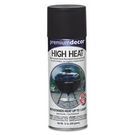 Premium Decor High-Heat Spray Paint, Flat Black, 12-oz.