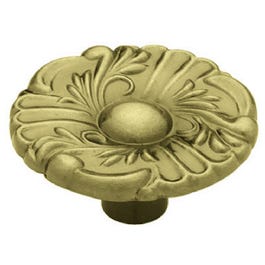 Provincial Round Cabinet Knob, 1-1/2-In., Antique Brass