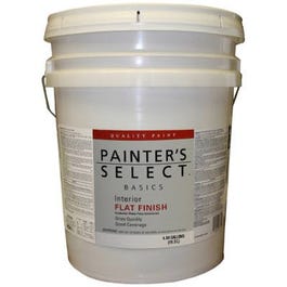 Interior Latex Paint, White Flat, 5-Gallons