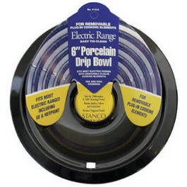 Electric Range Drip Bowl, Plug-In Element, Black Porcelain, 6-In.