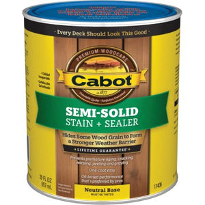 Cabot 140.0017406.005 Deck Stain, Neutral Base ~ Qt