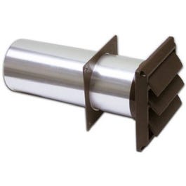 Dryer Vent With Tail Piece & Sleeve, Louver, Brown Plastic, 4-In.