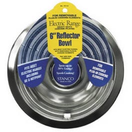 Electric Range Reflector Bowl, Removable Element, Chrome, 6-In.