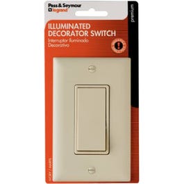 Ivory Single-Pole Premium Decorator Lighted Switch