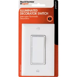 3-Way Premium Decorator Lighted Quiet Switch, White