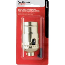 Metal Shell Light Socket, Turn Knob, Brass Finish, 250-Watt, 250-Volt