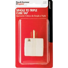 15A Ivory Grounded Triple Cube Adapter
