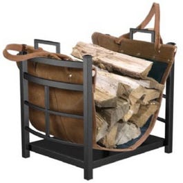 Log Bin With Synthetic Leather Log Carrier