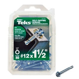 Drill Point Screws, Self-Tapping, Hex Washer Head, #12 x 1-1/2-In., 80-Pk.