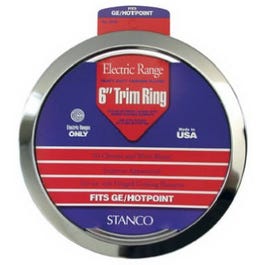 Electric Range Trim Ring, Chromed Steel, 6-In.