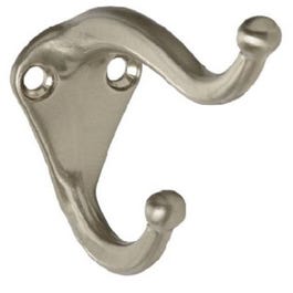 Coat & Hat Hook With Ball Tip, Die-Cast Zinc With Satin Nickel Finish