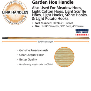 Seymour Link Handle 52" garden hoe Handle, 1/1/4" diameter, 3/8" bore, 4" ferrule