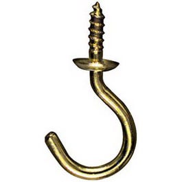 Cup Hook, Solid Brass, 50-Pk., 0.75-In.