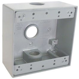 2-Gang Outlet Box, Weatherproof, Gray