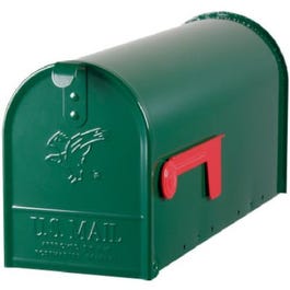 Elite Post Mailbox, Green Galvanized, 8.75 x 6.75 x 19-In.