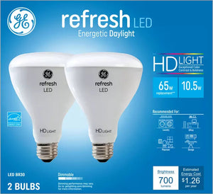GE Lighting GE Refresh HD Daylight 65W Replacement LED Indoor Floodlight BR30 Light Bulbs (2-Pack)