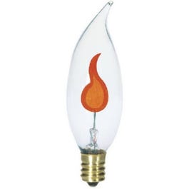 Flicker Flame Light Bulb, Clear, Candelabra Base, 3-Watts