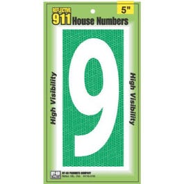 House Address Number "9", Reflective, 911 High-Visibility, 5-In.