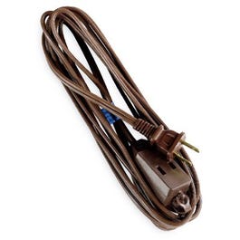 Extension Cord,  16/2 SPT-2, Brown Polarized Cube Tap, 12-Ft.