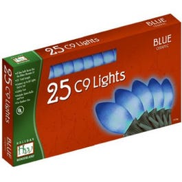 Christmas Lights Set, Blue Ceramic C9 Bulbs, 25-Ct.