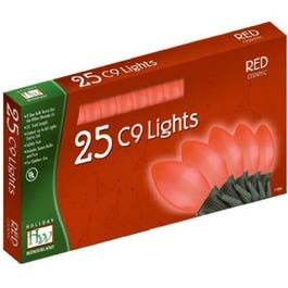 Christmas Lights Set, Red Ceramic C9 Bulbs, 25-Ct.