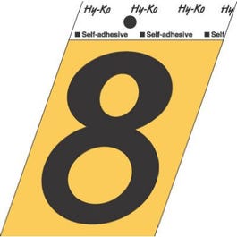 Address Numbers, "8", Angle-Cut, Black & Gold Adhesive, 3.5-In.