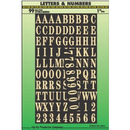 Address Number & Letter Set, Gold Polyester, Adhesive, 1-In.