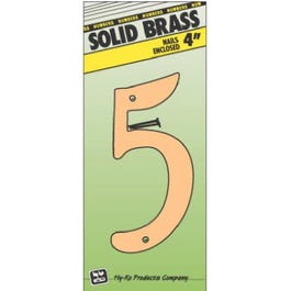 House Address Number "5", Brass, 4-In.