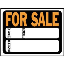 "Auto For Sale" Sign, Hy-Glo Orange/ Black Plastic, 9 x 12-In.