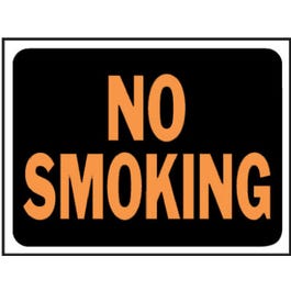 "No Smoking" Sign, Hy-Glo Orange/Black Plastic, 9 x 12-In.