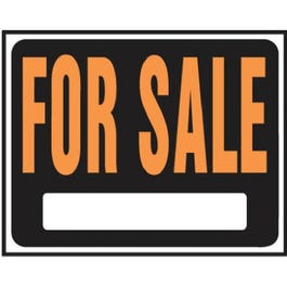 "For Sale" Sign, Hy-Glo Orange/ Black Plastic, 15 x 19-In.