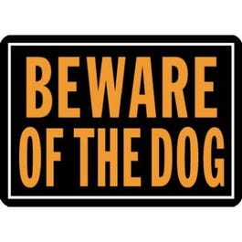 "Beware Of Dog" Sign, Hy-Glo Orange/Black Aluminum, 10 x 14-In.