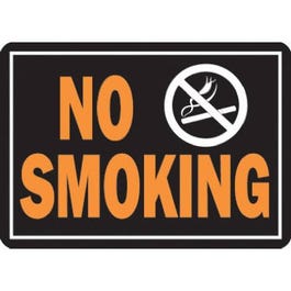 "No Smoking" Sign, Hy-Glo Orange & Black Aluminum, 10 x 14-In.