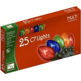 Christmas Lights Set, Multi-Color, C7 Transparent, 25-Ct.