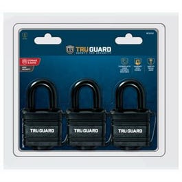 Keyed Padlocks, Laminated Steel, All-Weather Cover, 1-9/16-In., 3-Pk.